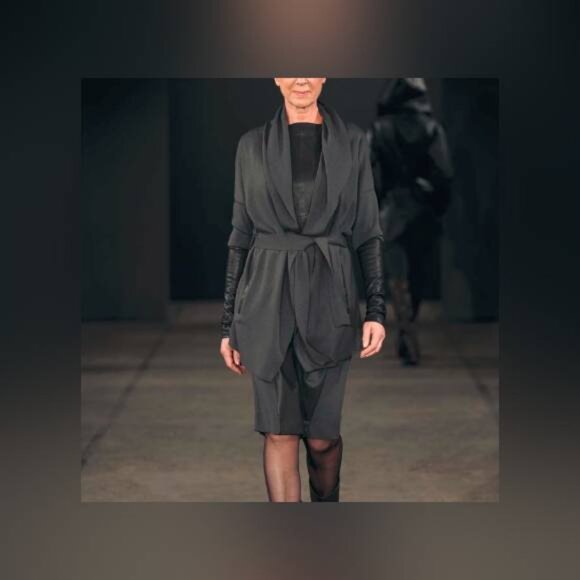 Annette Gortz Kubi AW/14 Leather Trim Grey Tie Cardigan